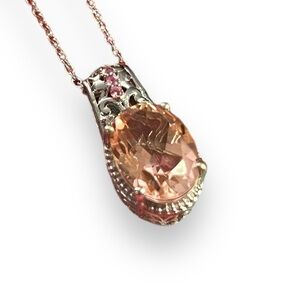 NWT 925 Pink/Orange Gemstone Necklace
